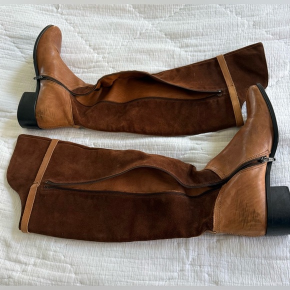 Vintage Italian Leather & Suede Riding Boots Women’s 39 Brown Equestrian Tall - Picture 10 of 14